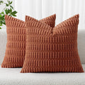 MIULEE Pack of 2 Dark Rust Corduroy Decorative Pillow Covers 16x16 Inch Soft by MIULEE