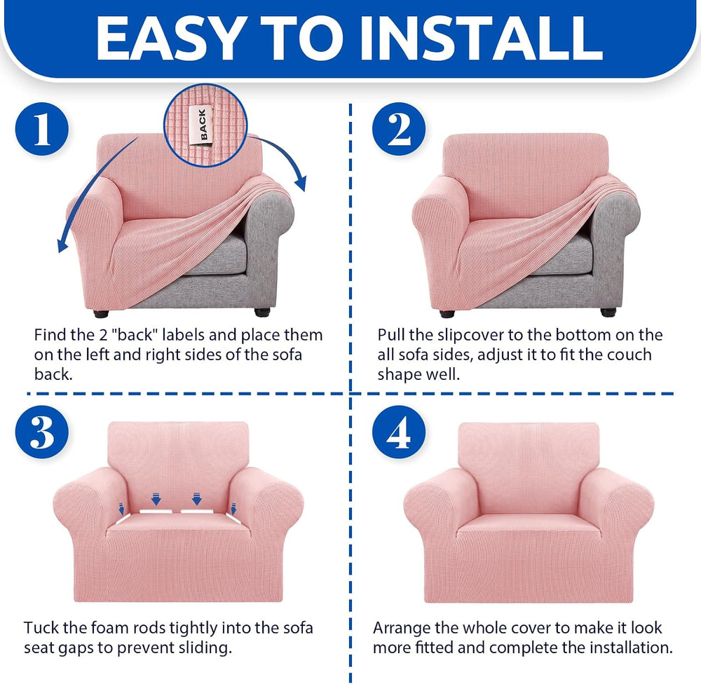 KEKUOU Stretch Chair Sofa Slipcover, Single Couch Cover,Dusty Pink