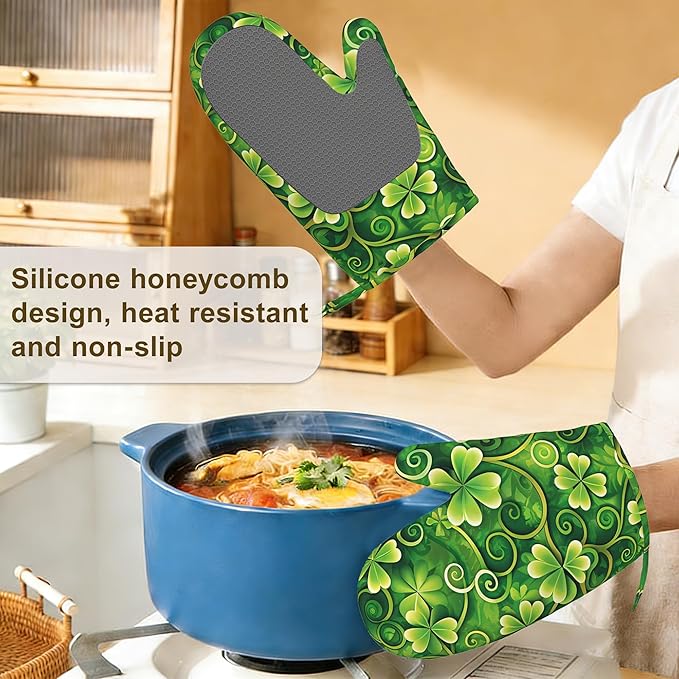 Oven Mitts and Pot Holders St. Patrick Day Silicone Kitchen Accessories Set of - Image 4
