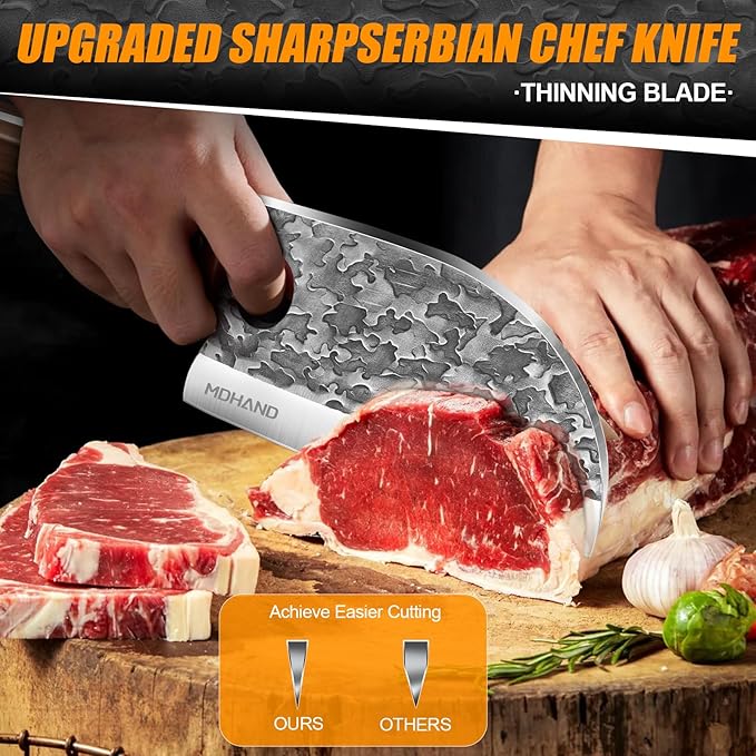 MDHAND Butcher Knife Set, Heavy Duty Meat Cleaver, Fillet Knives, Meat Cutting - Image 5