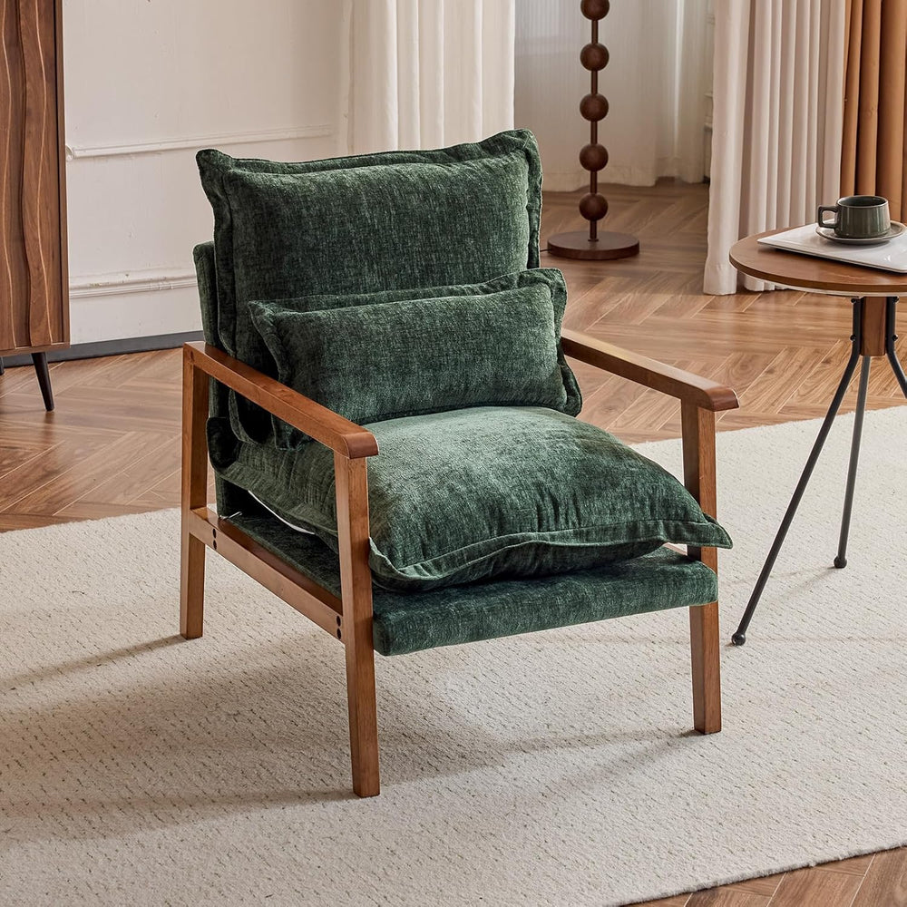 VINGLI Mid-Century Modern Cloud Accent Armchair with Lumbar Pillow, 6.3'&...