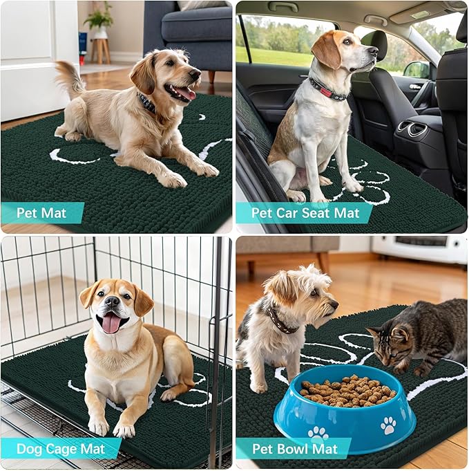 OLANLY Dog Door Mat for Muddy Paws 47x24, Paw Print Design, Absorbs Moisture - Image 7