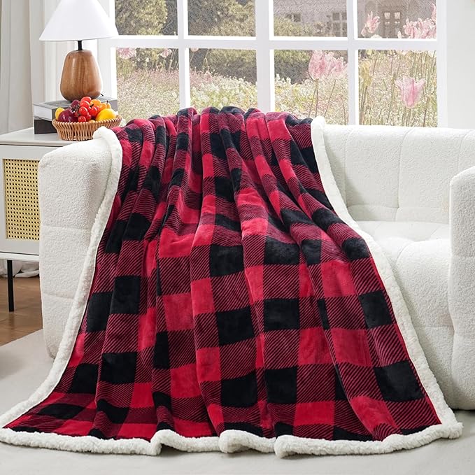 PU MEI Sherpa Fleece Throw Blanket 80" x 90" Reversible Plush Fluffy Large Big by HOME