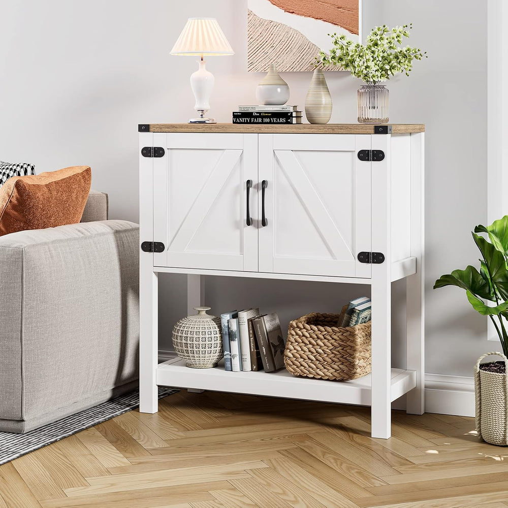 Mufico Console Table Coffee Bar Sofa Cabinet, 31.5Lx13.8Dx34.65H(White)
