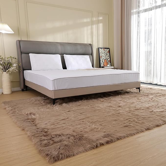 ORINOVA Beige Area Rugs for Living Room Bedroom Nursery 9X12 Washable Faux - Image 2