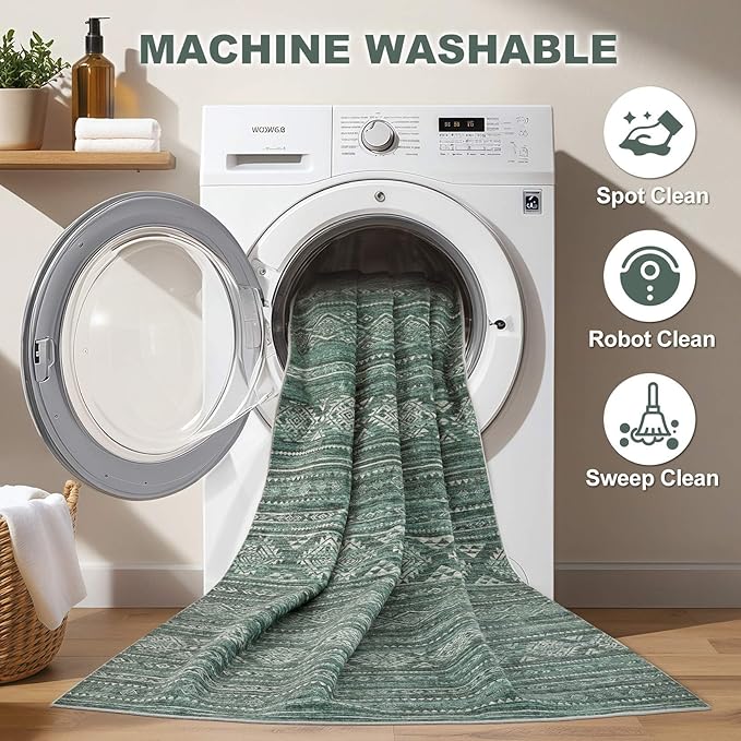 Nakagishi 6x9 Area Rugs Living Room: Washable Boho Large Neutral Soft Farmhouse - Image 2