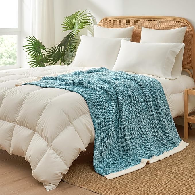 Snuggle Sac Teal Blue Oversized Throw Blankets, Super Soft Warm Cozy Throw - Image 9