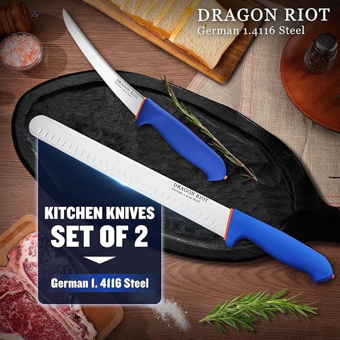 DRAGON RIOT Carving Knife Set for Meat 12 Inche Meat Slicing Knife and Boning