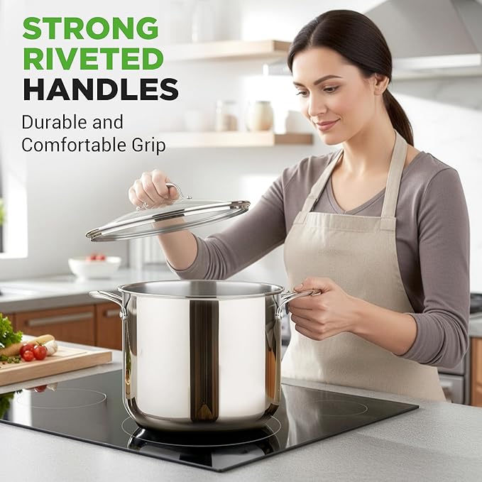 NutriChef 12 Quart Stainless Steel Stock Pot