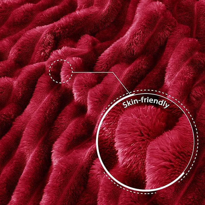 Exclusivo Mezcla Queen Size Flannel Fleece Blanket, Super Soft Striped Jacquard - Image 5
