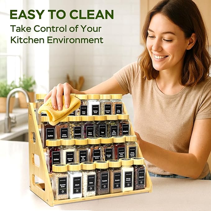 4 Tier Bamboo Spice Rack Organizer