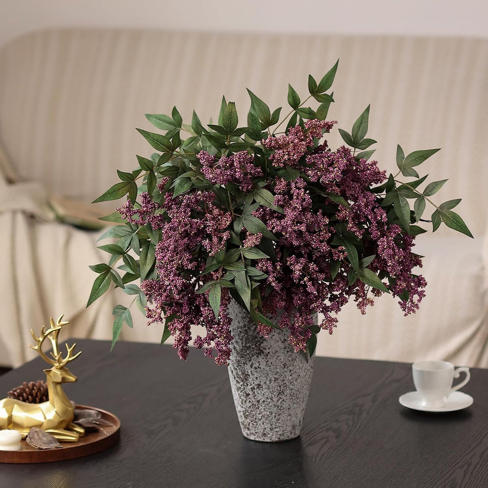 4 Pcs 36" Artificial Nandina Berry Stem, Fake Branches for Vase(Dusty Plum)