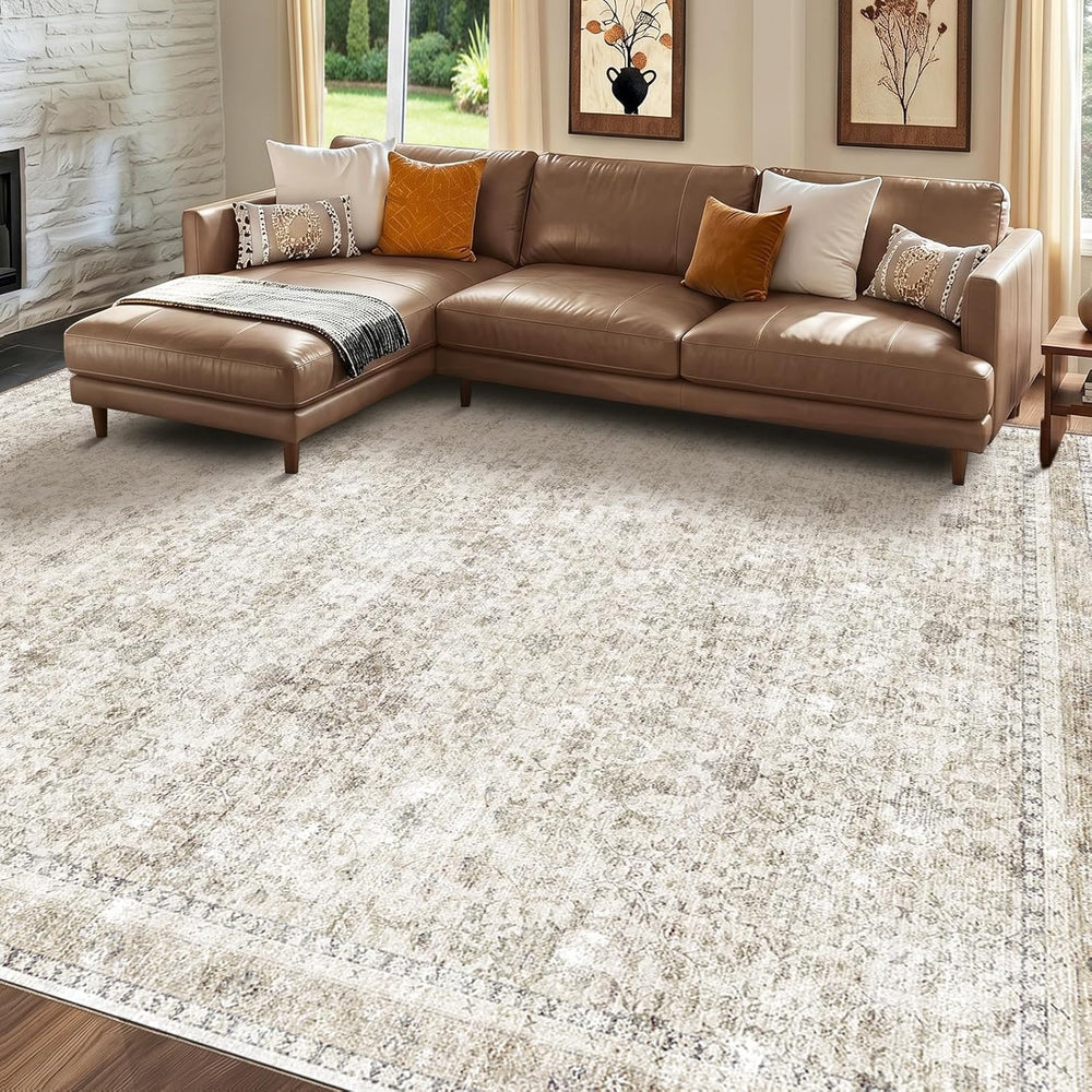 Sasttie 8x10 Area Rugs, Ultra-Soft Washable Rug for Living Room, Beige