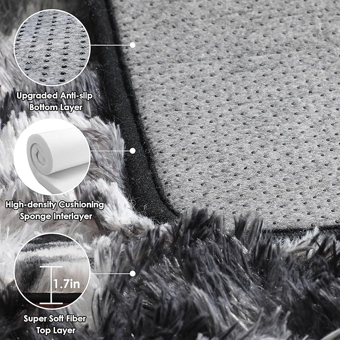 ONASAR Black and White Rugs for Bedroom Living Room, Fluffy 4x6 Indoor Bedside - Image 4