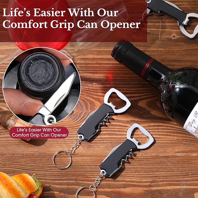 Ziliny 48 Pcs Bottle Opener Keychain Bulk Wine Bottle Beer Opener Keychain - Image 7