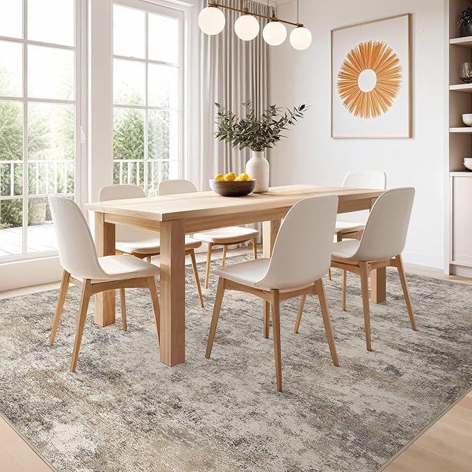 Nakagishi 6x9 Area Rugs Living Room: Washable Abstract Large Neutral Soft Rug - Image 5
