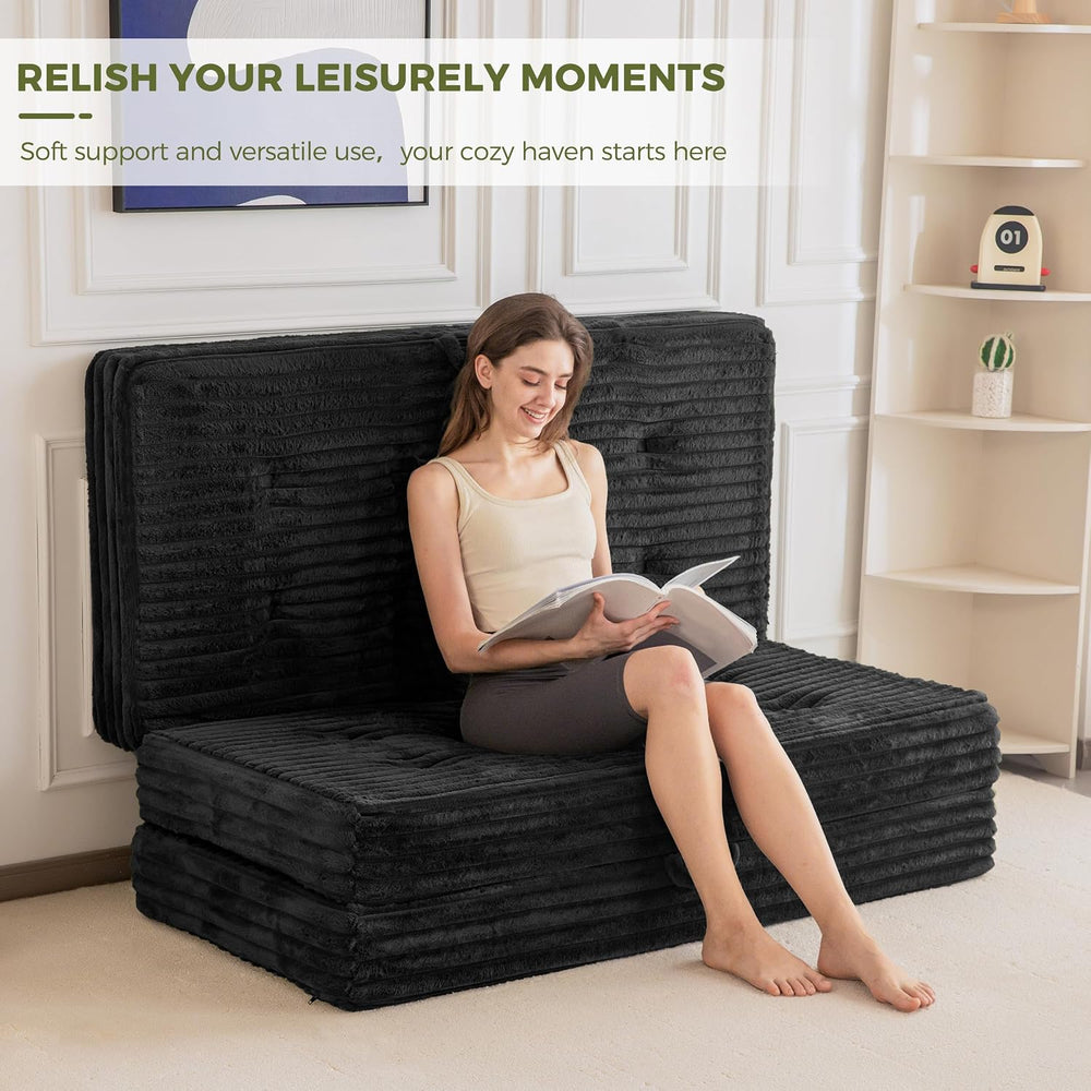 MAXYOYO Folding Sofa Couch Bed, 6 Inch Tri-Fold Floor Sofa Bed, Folding Mattr...