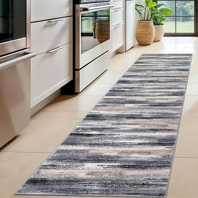 Lansny Modern Abstract Hallway Runner Rug - Image 2