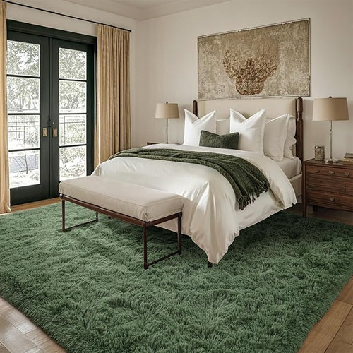 6x9 Ft Large Green Area Rug for Bedroom Living Room, Ultra Soft Fluffy Furry - Image 2