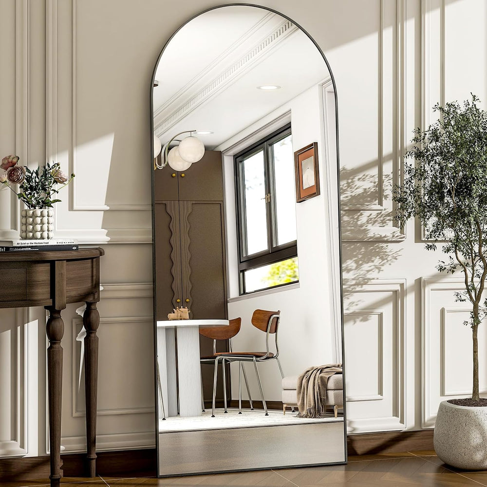 57" x 20" Arched Full Length Mirror - Wall Mounted/Floor Mirror Alu...