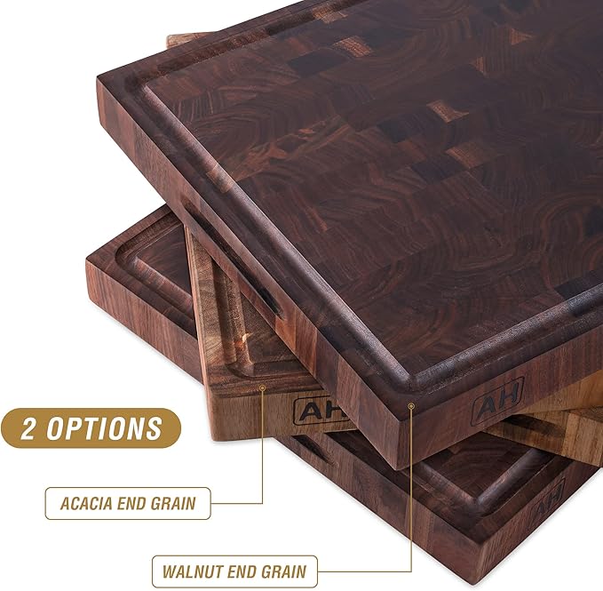 AZRHOM Large End Grain Walnut Wood Cutting Board 17x13x1.5 in Thick Butcher - Image 7