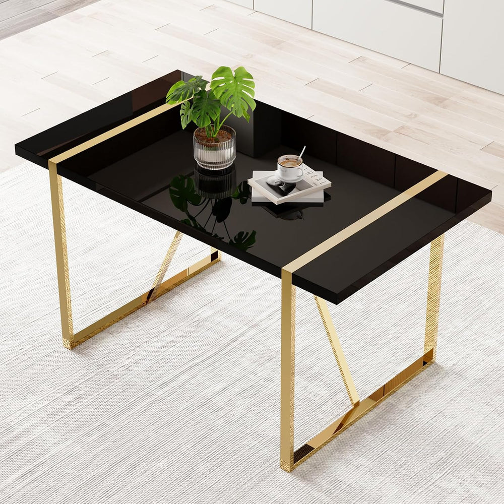 Modern Dining Table, 55'' Dining Room Table for 4-6 People, Black Woo...