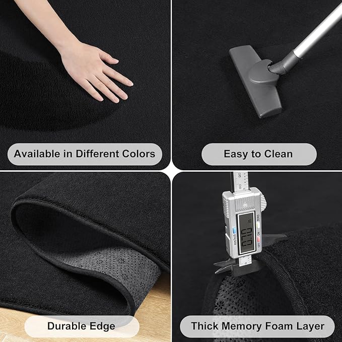 Amearea 4x4 Square Area Rugs for Bedroom Living Room, Modern Black Thickened - Image 5