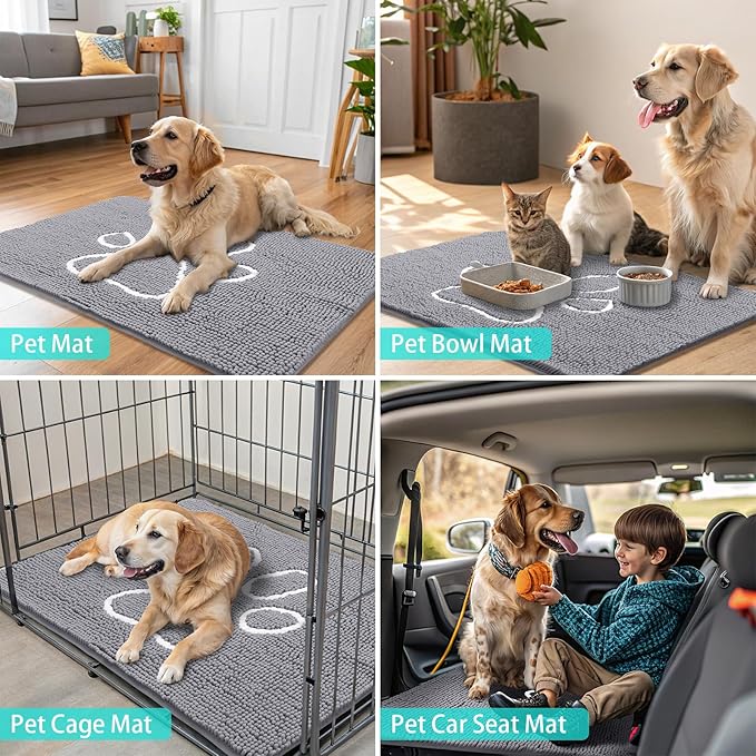 Smiry Dog Door Mat for Muddy Paws, Absorbent Dirt Trapper Non Slip Quick Dry - Image 8