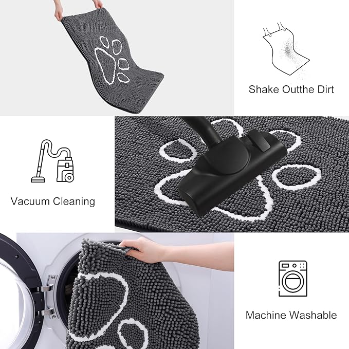 Smiry Dog Door Mat for Muddy Paws, Absorbent Dirt Trapper Non Slip Quick Dry - Image 6