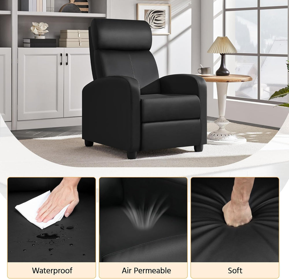 Yaheetech Recliner Chair PU Leather Recliner Sofa Home Theater Seating with L...