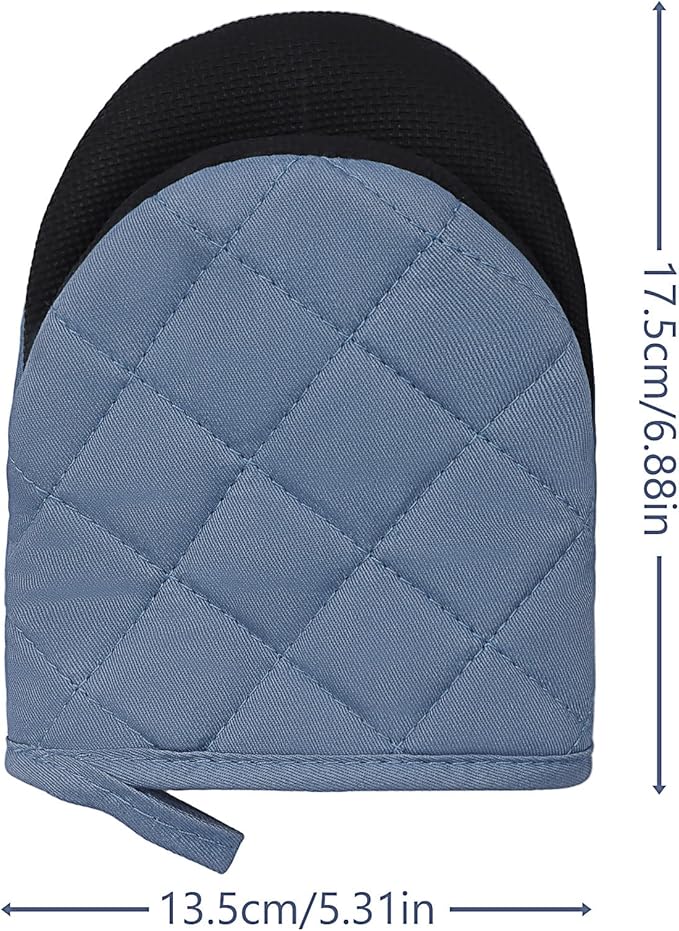 Short Oven Mitts, Heat Resistant 500°F, Silicone Grip Kitchen Gloves, Non-Slip - Image 2