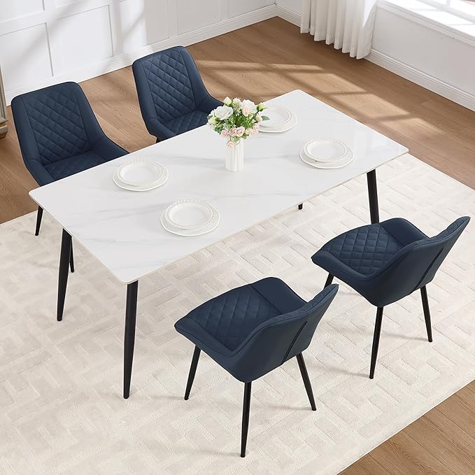 Dining Chair Set of 4, Modern Dining Chairs with Thick Cushions, Faux Leather...