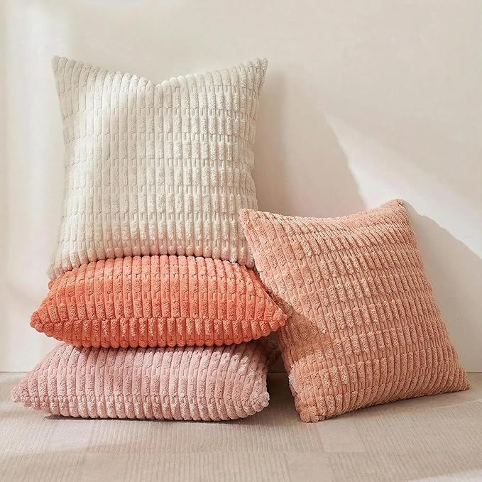Fancy Homi 4 Packs Boho Blush Pink Big Decorative Throw Pillow Covers 24x24 Inch - Image 2