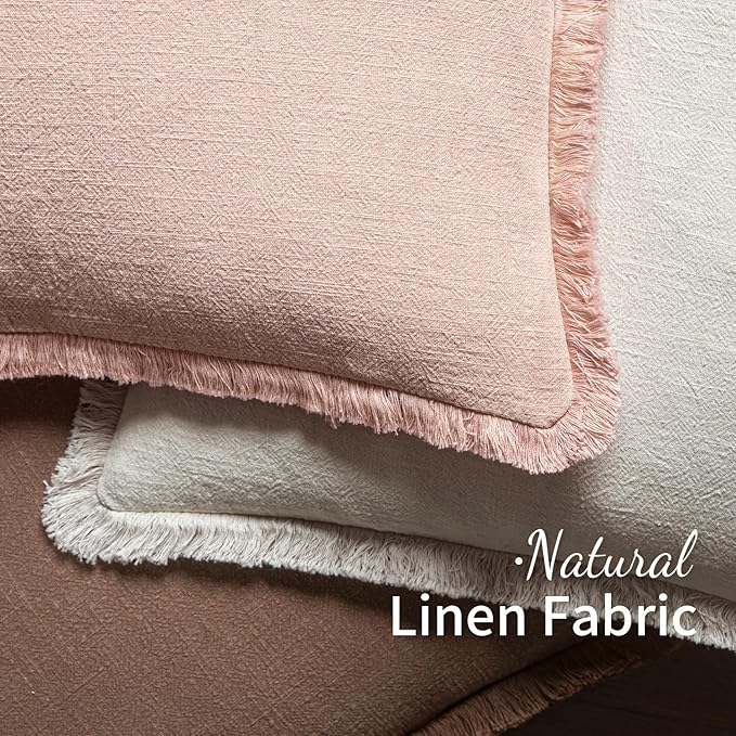 MIULEE Valentines Decorative Throw Pillow Covers Neutral Linen Fringe Throw - Image 4