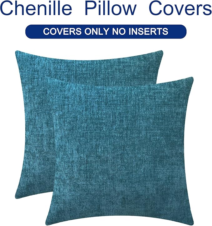 CaliTime Throw Pillow Covers Decorative 24 X 24 Inches Pack of 2 Cozy Chenille - Image 6
