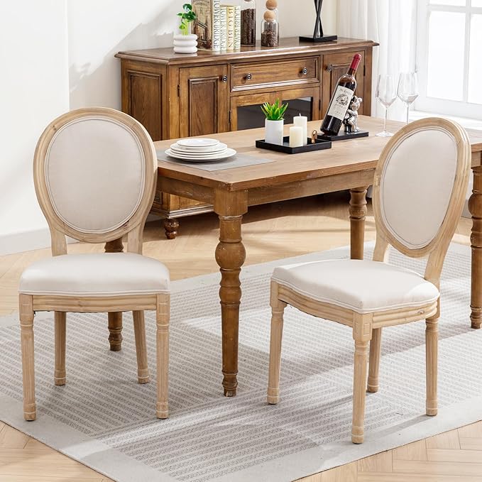 French Country Dining Chairs Set of 8, Cream Kitchen & Dining Room Chairs...