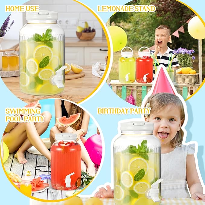 SiliFine 2 Pieces 1 Gallon Plastic Beverage Dispenser