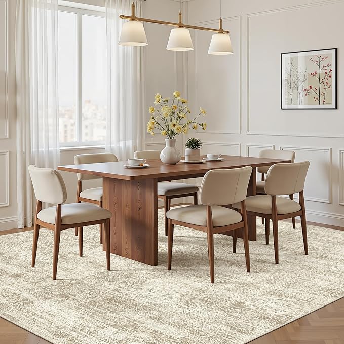 Madane 6x9 Area Rugs for Living Room, Machine Washable Vintage Beige Rug - Image 3