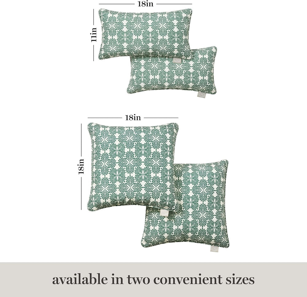 Martha Stewart Tulum Indoor Outdoor Decorative Pillow 2-Pack Set, UV Fade Res...