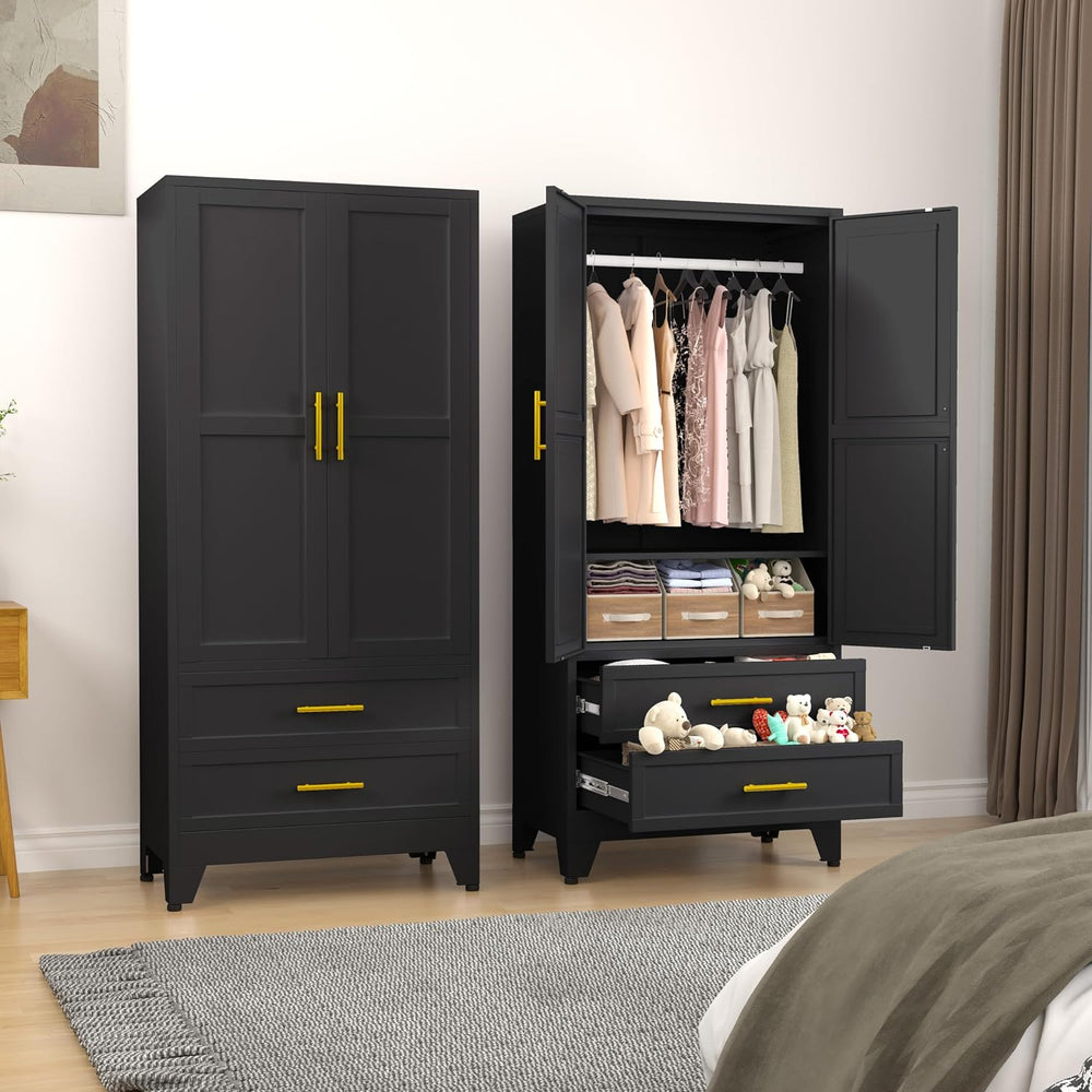 erosoei Metal Armoire Wardrobe Closet, 71 "Metal Clothing Storage Cabinet