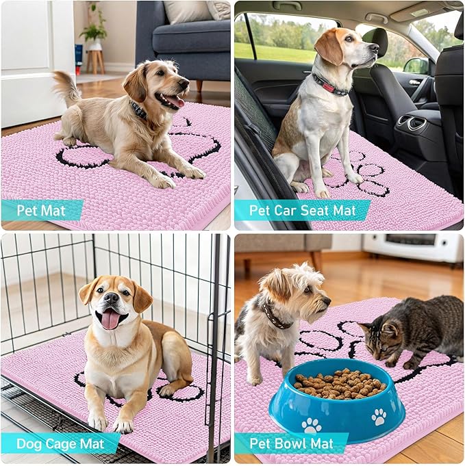 OLANLY Dog Door Mat for Muddy Paws 48x30, Paw Print Design, Absorbs Moisture - Image 7