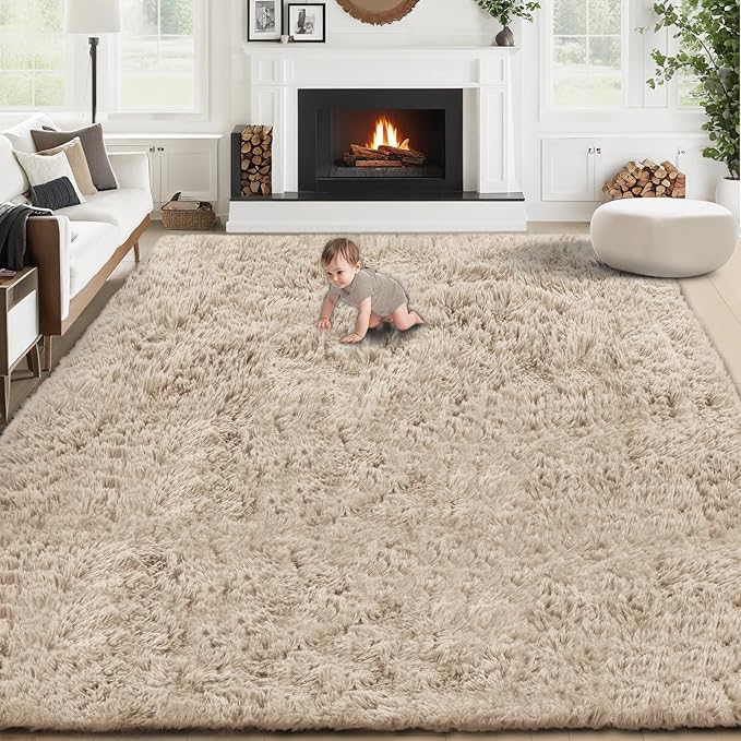 8x10 Area Rugs for Living Room: Fluffy Shag Soft Washable Rug Large Fuzzy Plush by VECARF