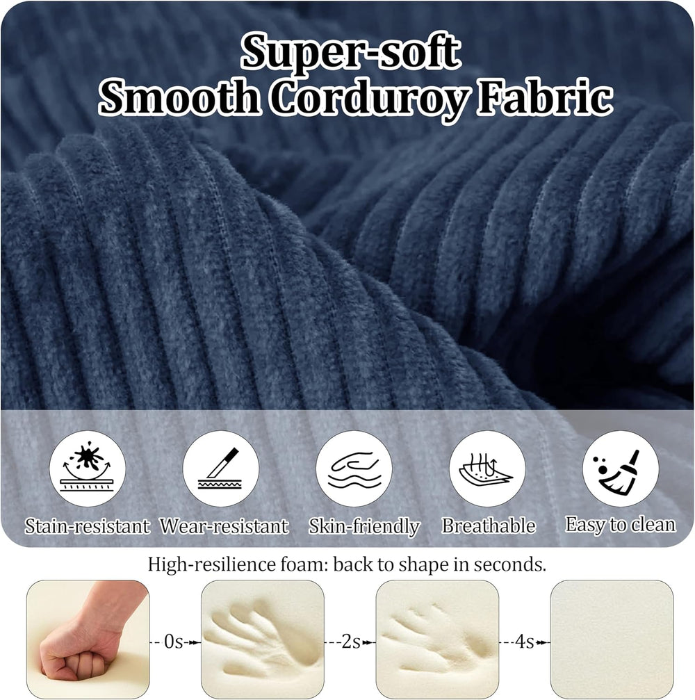 59'' Convertible Compressed Corduroy Folding Sofa Bed, Modern Boneles...