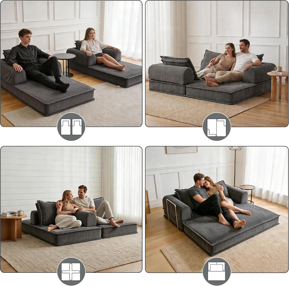 79" Futon Sofa Bed, Daybed Couch with Fixed-Shape Frame, 4-in-1 Boneless...