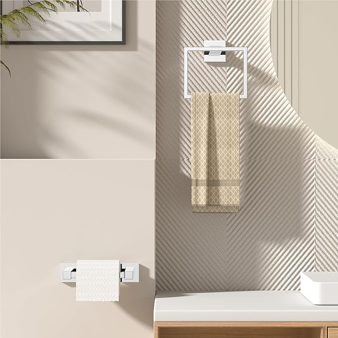 FORIOUS Toilet Paper Holder Set Wall Mount, SUS 304 Stainless Steel Pivoting - Image 2
