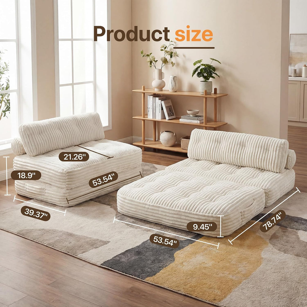 claiks boneless chair folding sofa bed, sleeper chair shown in use
