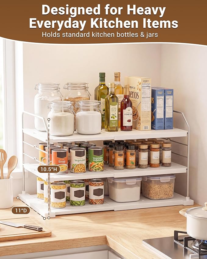 EVERIE Extendable 3-Tier Kitchen Cabinet & Pantry Organizer
