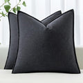 MIULEE Decorative Linen Pillow Covers 18x18 Inch Dark Gray ​Boho Farmhouse​ by MIULEE