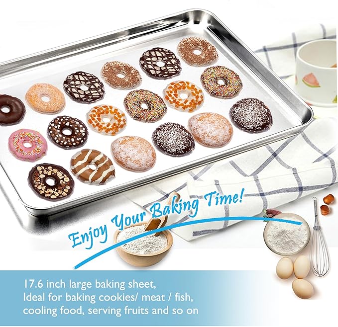 TeamFar Cookie Sheets with Cooling Racks, 17.6 x 13 x 1 Inch Stainless Steel - Image 6