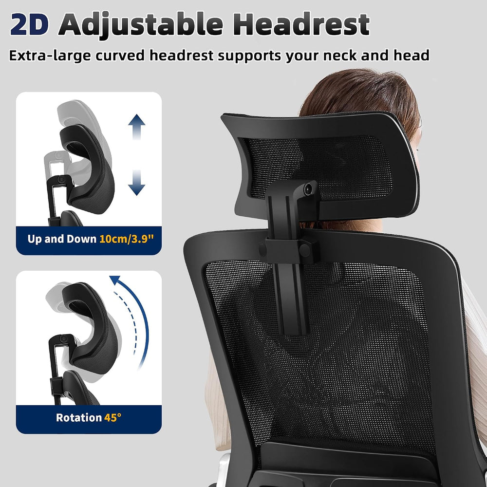 Fizzin Office Chair Mesh Desk Chair with 3D Armrests Computer Chair | Ergonom...